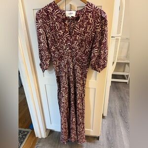 Ba&sh maxi long cocktail Women's Burgundy and White Dress 0